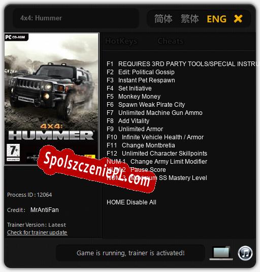 4x4: Hummer: Trainer +15 [v1.9]