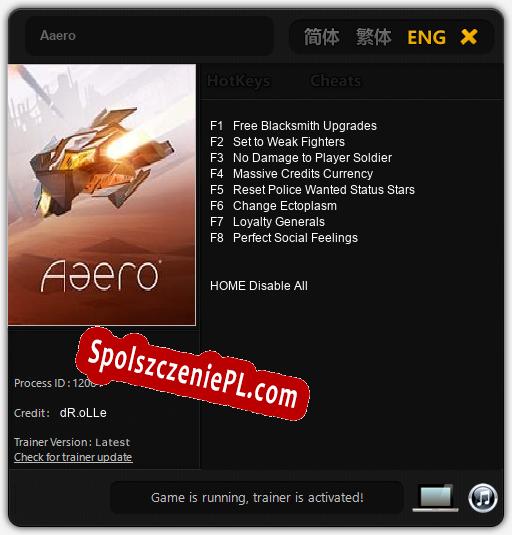 Aaero: Trainer +8 [v1.7]