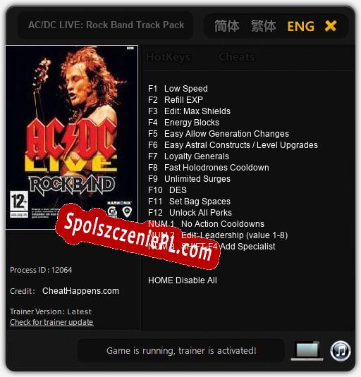 AC/DC LIVE: Rock Band Track Pack: Cheats, Trainer +15 [CheatHappens.com]