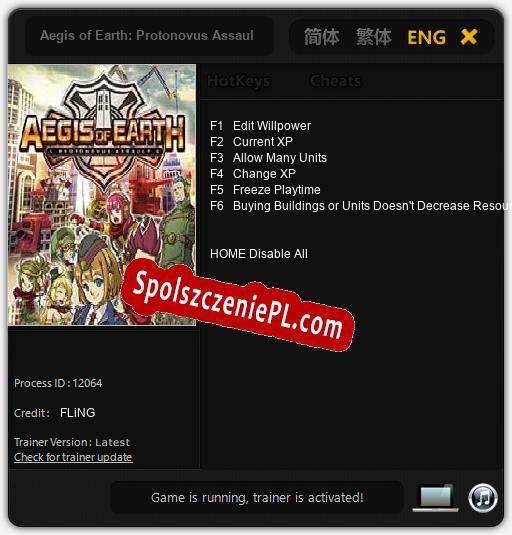 Aegis of Earth: Protonovus Assault: Trainer +6 [v1.1]