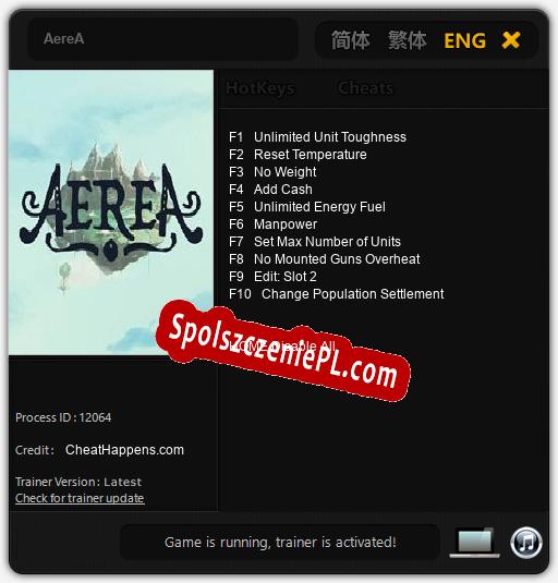 AereA: Cheats, Trainer +10 [CheatHappens.com]