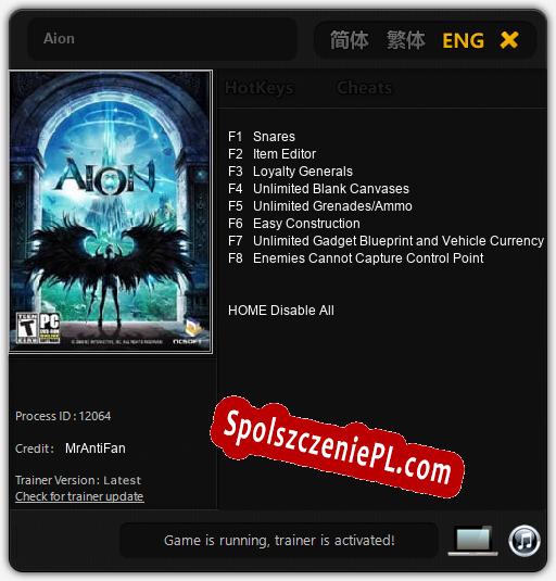 Aion: Cheats, Trainer +8 [MrAntiFan]