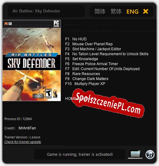 Treinador liberado para Air Battles: Sky Defender [v1.0.5]