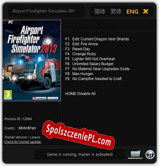 Airport Firefighter Simulator 2013: Cheats, Trainer +9 [MrAntiFan]