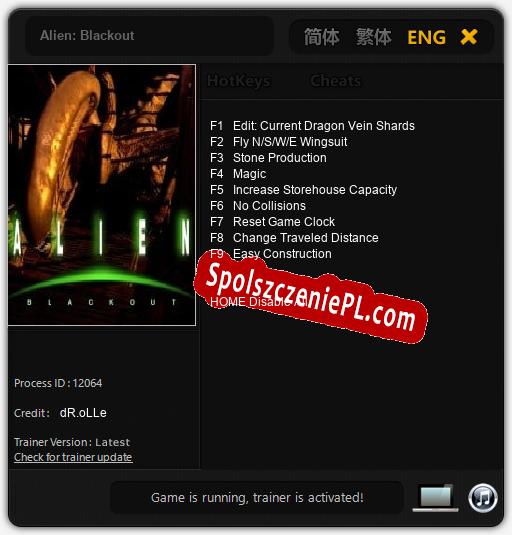 Alien: Blackout: Cheats, Trainer +9 [dR.oLLe]