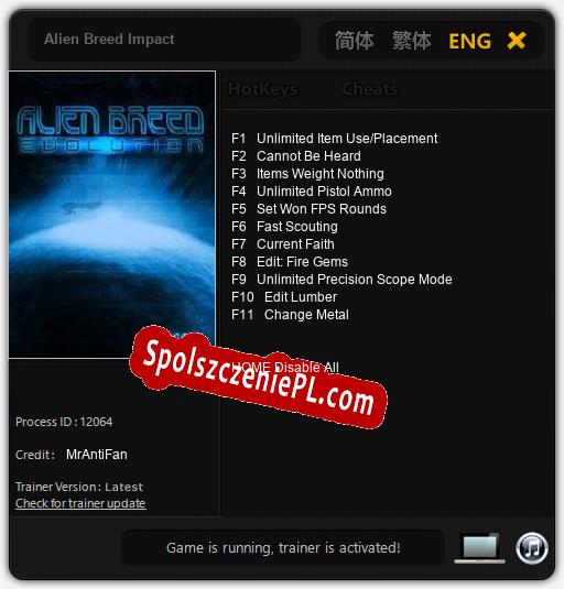 Alien Breed Impact: Cheats, Trainer +11 [MrAntiFan]