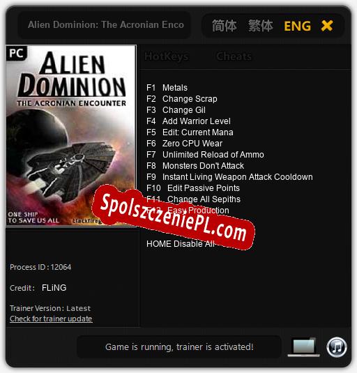 Alien Dominion: The Acronian Encounter: Treinador (V1.0.87)