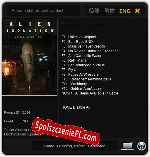 Alien: Isolation Lost Contact: Cheats, Trainer +13 [FLiNG]