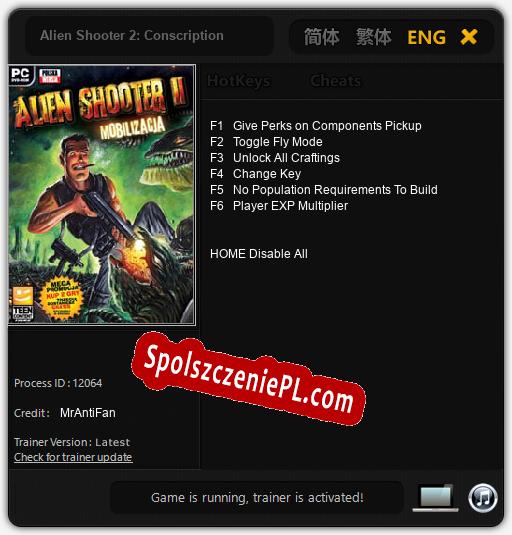 Alien Shooter 2: Conscription: Cheats, Trainer +6 [MrAntiFan]