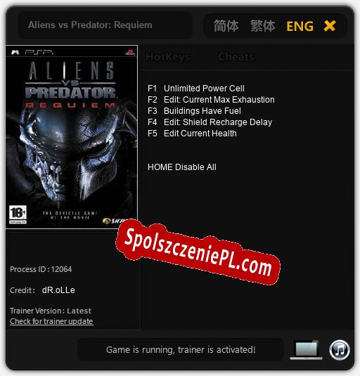 Aliens vs Predator: Requiem: Trainer +5 [v1.7]