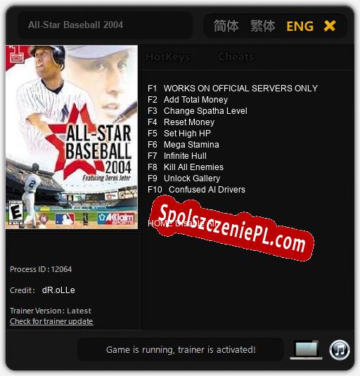 All-Star Baseball 2004: Cheats, Trainer +10 [dR.oLLe]