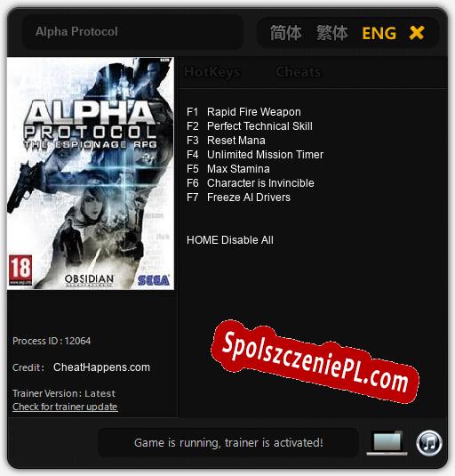 Treinador liberado para Alpha Protocol [v1.0.5]