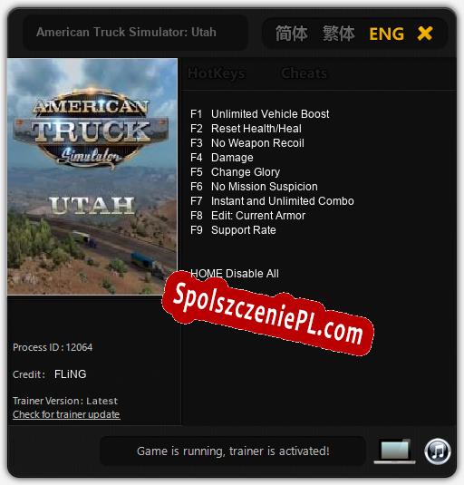 American Truck Simulator: Utah: Trainer +9 [v1.1]