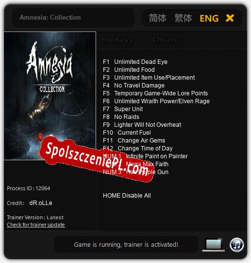 Treinador liberado para Amnesia: Collection [v1.0.8]