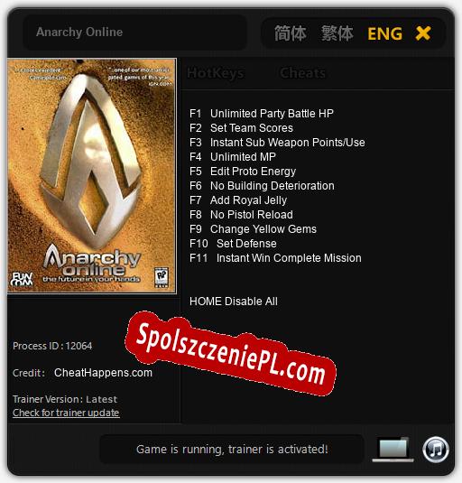 Anarchy Online: Cheats, Trainer +11 [CheatHappens.com]