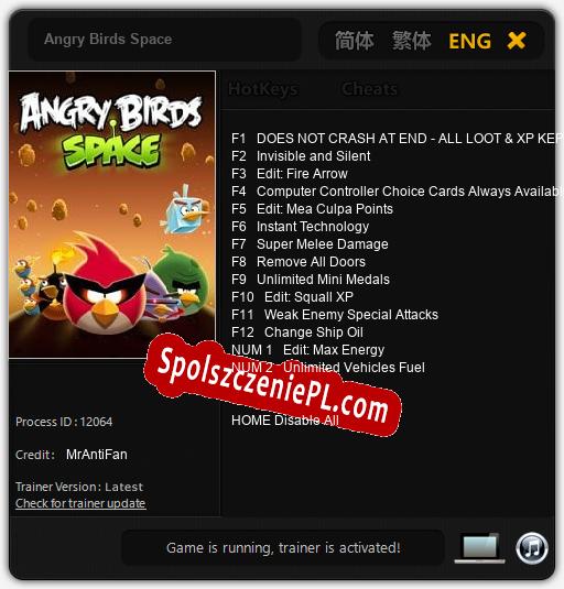 Angry Birds Space: Trainer +14 [v1.3]