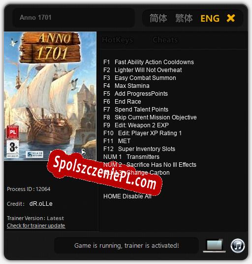 Treinador liberado para Anno 1701 [v1.0.5]