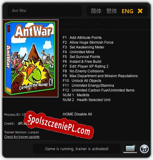 Ant War: Cheats, Trainer +14 [dR.oLLe]