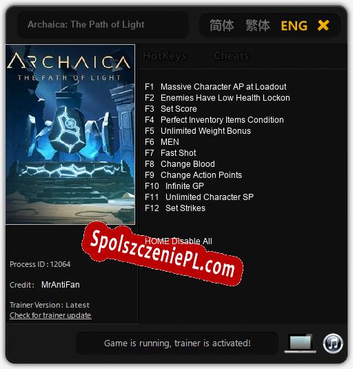 Archaica: The Path of Light: Cheats, Trainer +12 [MrAntiFan]