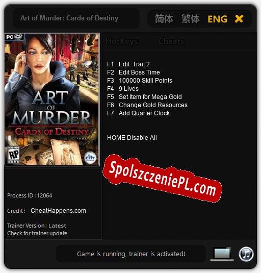 Treinador liberado para Art of Murder: Cards of Destiny [v1.0.3]