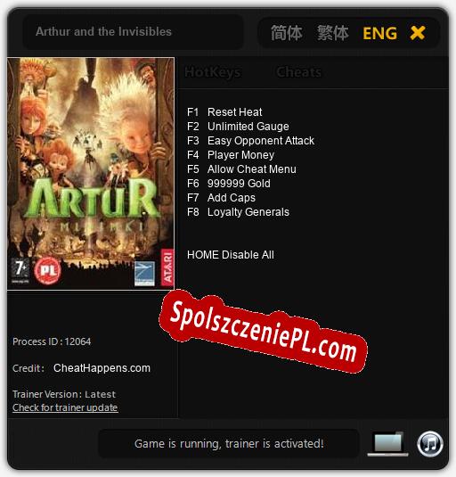 Arthur and the Invisibles: Cheats, Trainer +8 [CheatHappens.com]