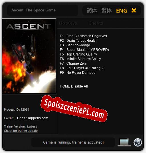 Ascent: The Space Game: Trainer +9 [v1.3]