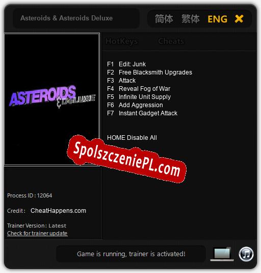 Asteroids & Asteroids Deluxe: Treinador (V1.0.18)