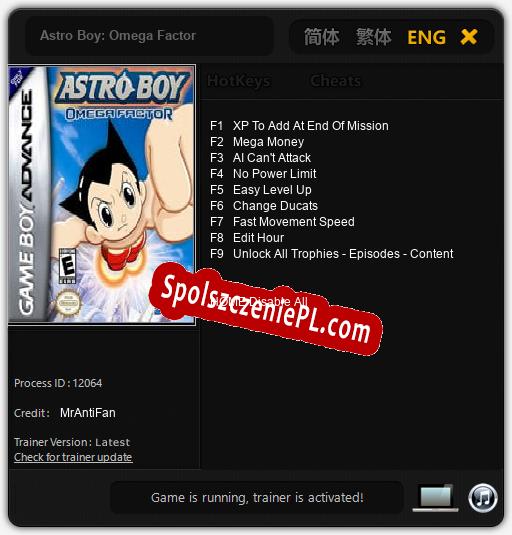 Astro Boy: Omega Factor: Trainer +9 [v1.2]