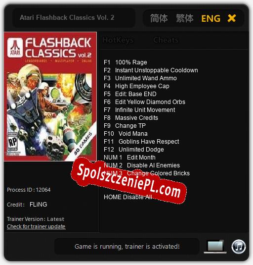 Atari Flashback Classics Vol. 2: Cheats, Trainer +15 [FLiNG]