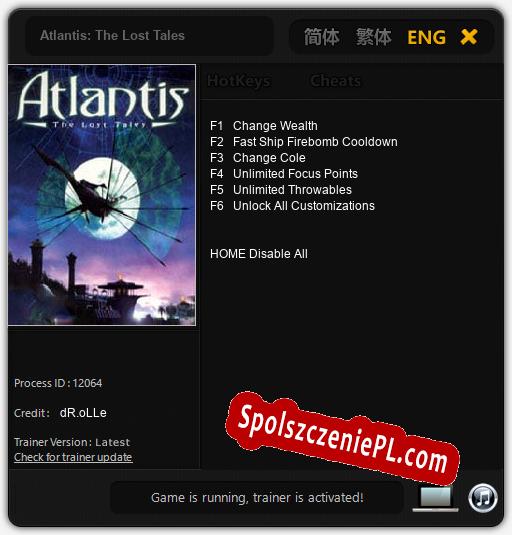 Atlantis: The Lost Tales: Cheats, Trainer +6 [dR.oLLe]