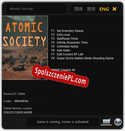 Atomic Society: Trainer +8 [v1.4]