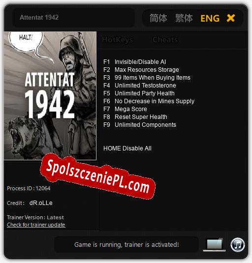 Attentat 1942: Cheats, Trainer +9 [dR.oLLe]