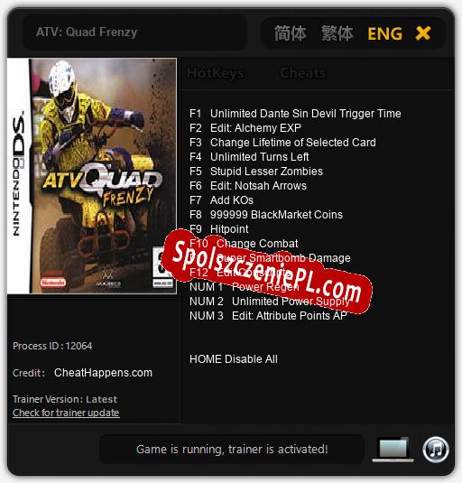 ATV: Quad Frenzy: Treinador (V1.0.73)