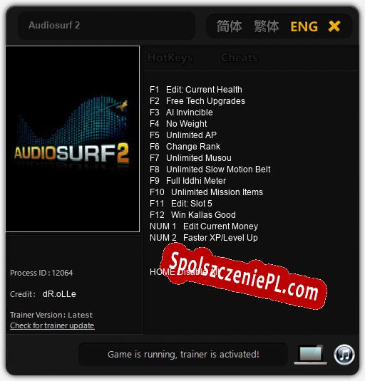 Treinador liberado para Audiosurf 2 [v1.0.7]