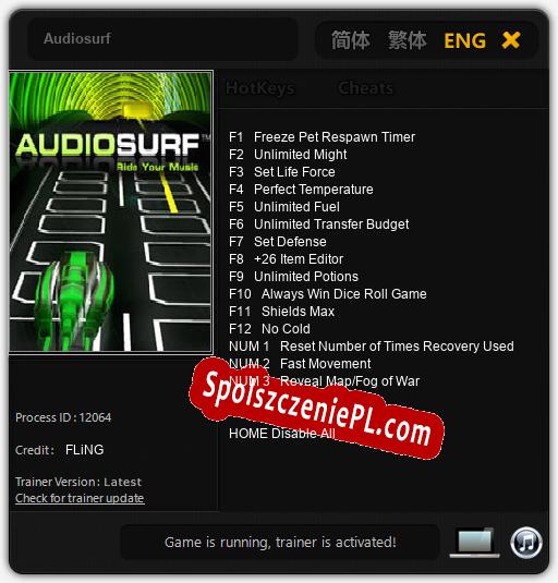 Treinador liberado para Audiosurf [v1.0.3]