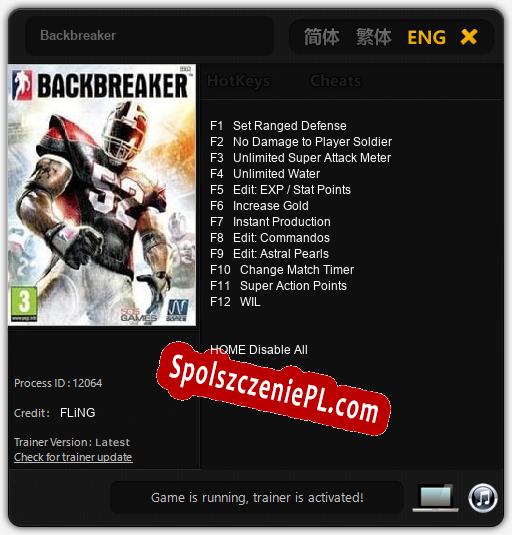 Treinador liberado para Backbreaker [v1.0.6]