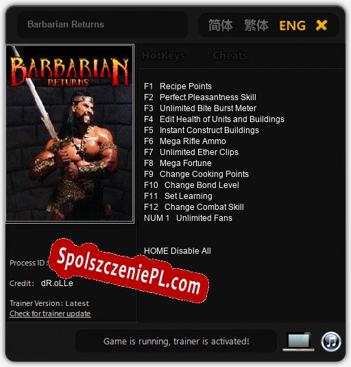 Barbarian Returns: Cheats, Trainer +13 [dR.oLLe]