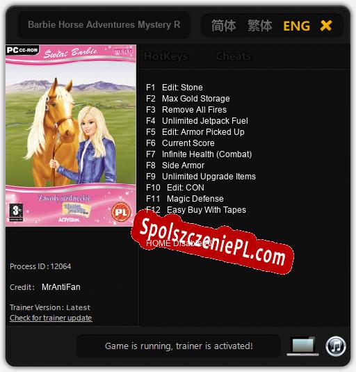 Treinador liberado para Barbie Horse Adventures Mystery Ride [v1.0.2]