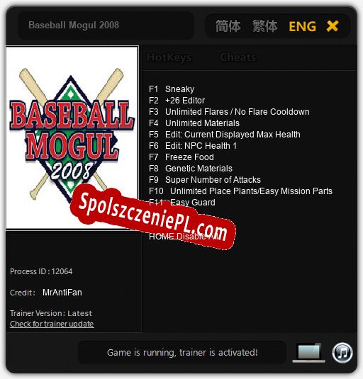 Baseball Mogul 2008: Cheats, Trainer +11 [MrAntiFan]