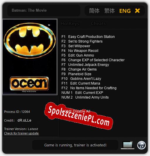 Treinador liberado para Batman: The Movie [v1.0.8]