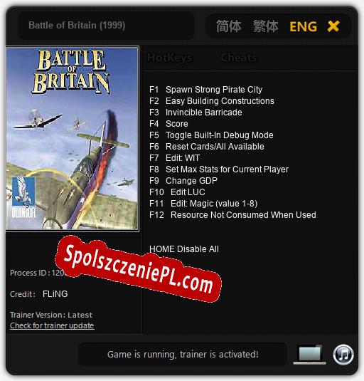 Battle of Britain (1999): Trainer +12 [v1.6]