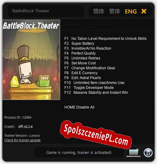 BattleBlock Theater: Trainer +12 [v1.6]