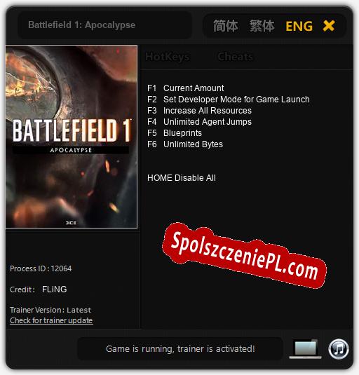 Battlefield 1: Apocalypse: Trainer +6 [v1.6]