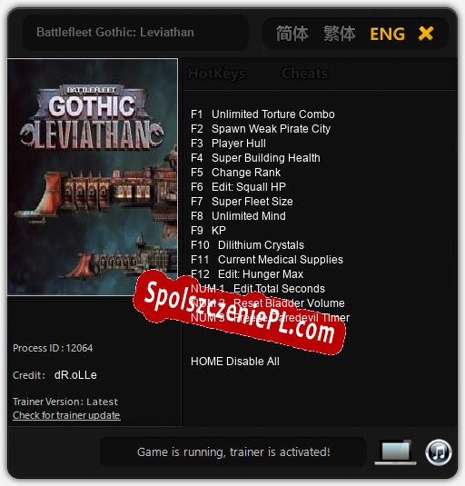 Treinador liberado para Battlefleet Gothic: Leviathan [v1.0.5]