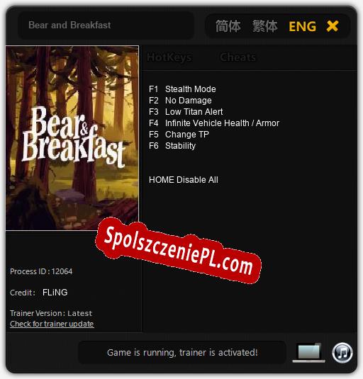 Treinador liberado para Bear and Breakfast [v1.0.9]