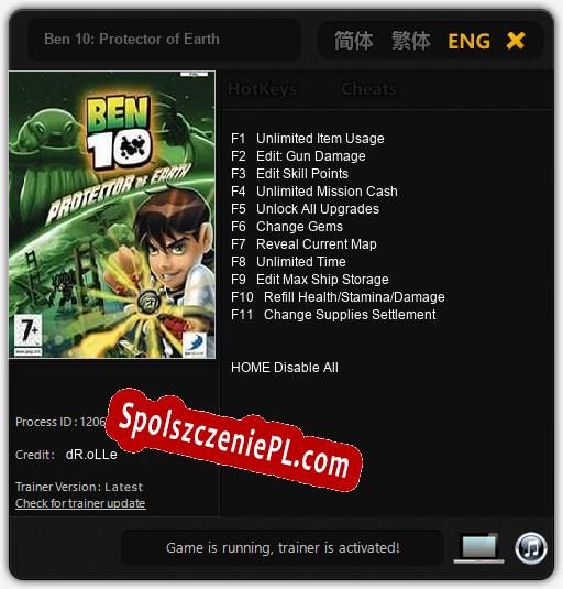 Treinador liberado para Ben 10: Protector of Earth [v1.0.7]