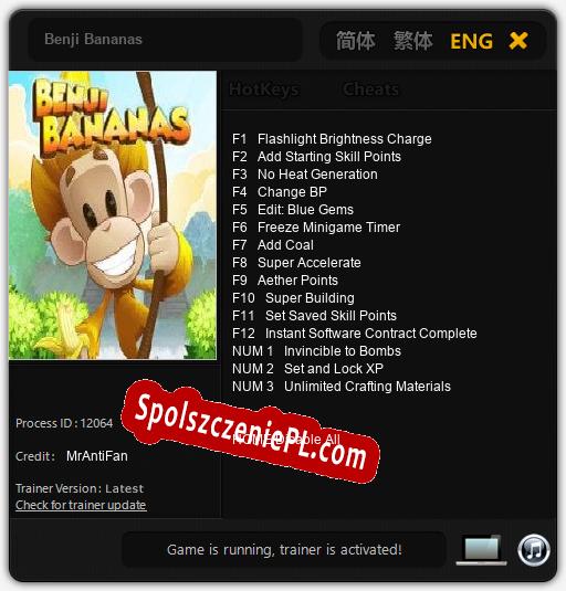 Benji Bananas: Cheats, Trainer +15 [MrAntiFan]