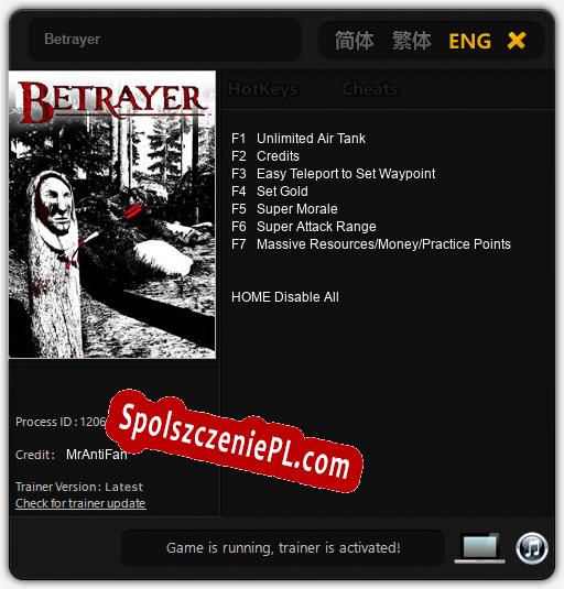 Treinador liberado para Betrayer [v1.0.8]