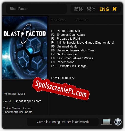 Blast Factor: Cheats, Trainer +10 [CheatHappens.com]