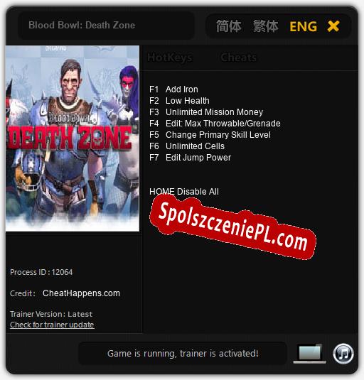 Blood Bowl: Death Zone: Cheats, Trainer +7 [CheatHappens.com]